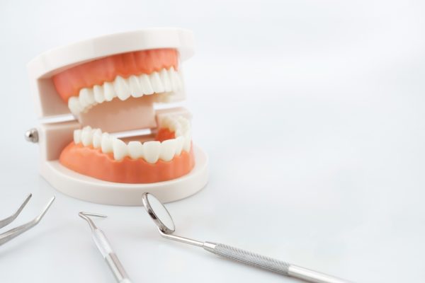 dentures model with dental mirror